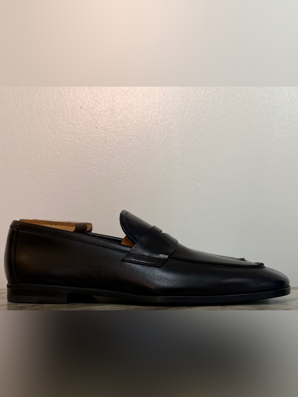 TOM FORD LEATHER PENNY LOAFER SLPIPPER DRESS SHOES 9 BLACK  $1800 MOCCASIN - Picture 2 of 13